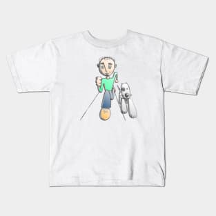 Man and Dog Running Kids T-Shirt